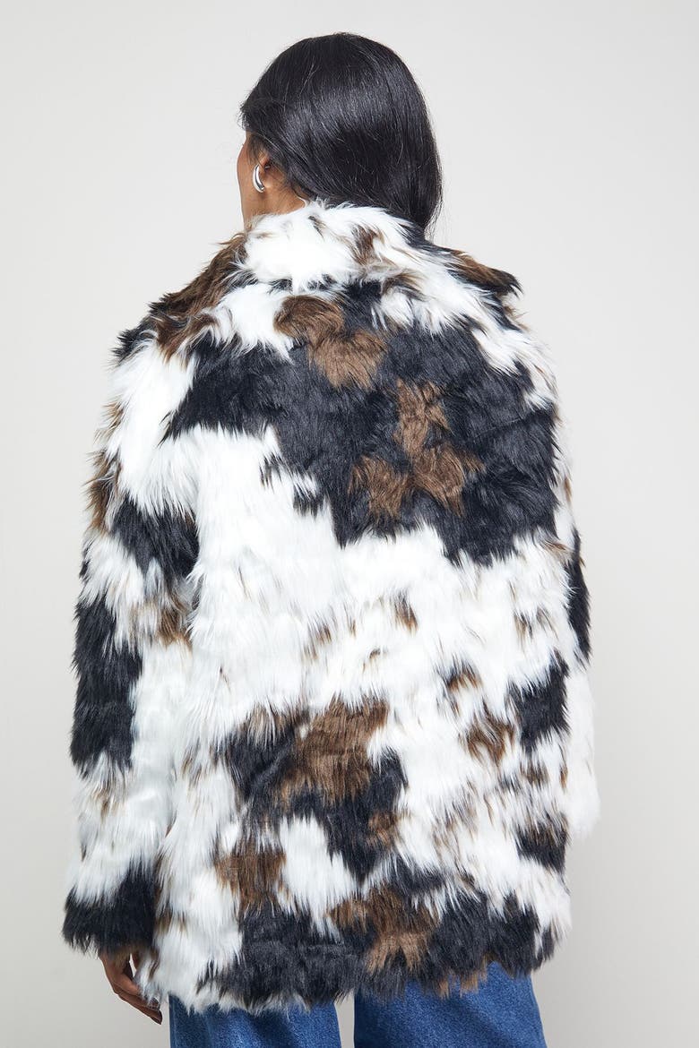 Premium Funnel Neck Mono Faux Fur Coat, Alternate, color, Mono