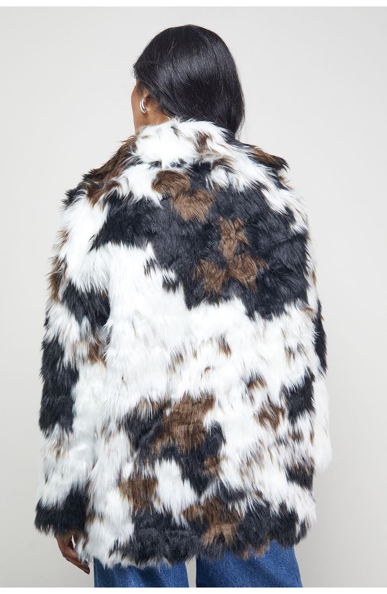 Warehouse Premium Funnel Neck Mono Faux Fur Coat, Alternate, color, Mono