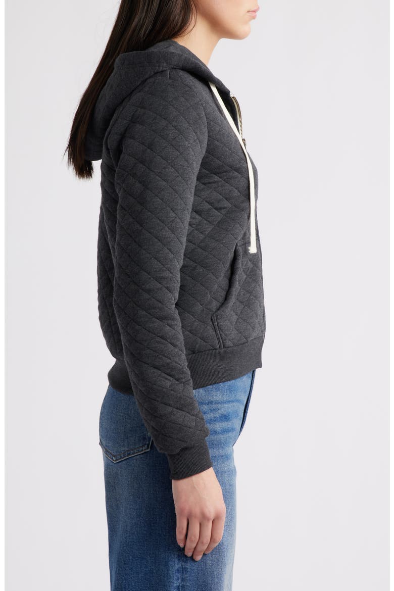 Corbet Quilted Zip-Up Hoodie, Alternate, color, DARK HEATHER GREY
