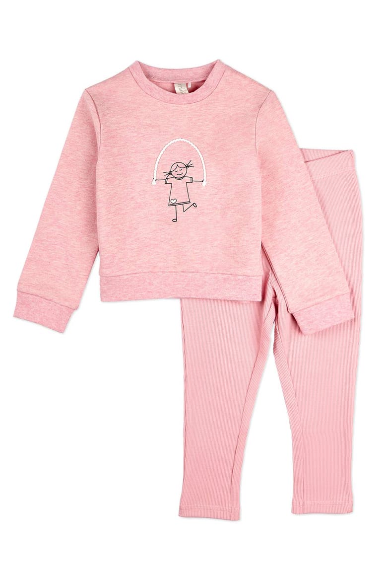 Catch Me If You Can, I'm Jumping Cotton Legging Set, Main, color, Rose Pink