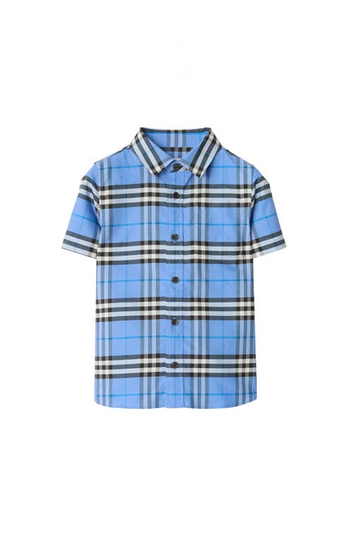 Burberry Check Cotton Oxford Shirt In Blue