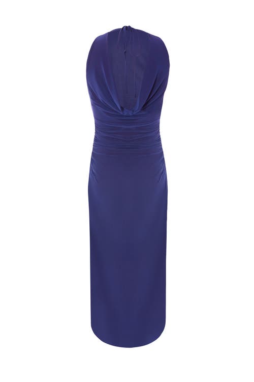 Quiz Cowl Back Ity Maxi Dress In Indigo