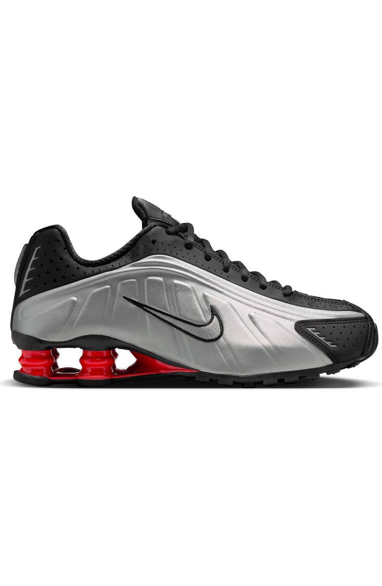 Nike Shox R4 Sneaker, Alternate, color, Black/ Silver/ Light Crimson
