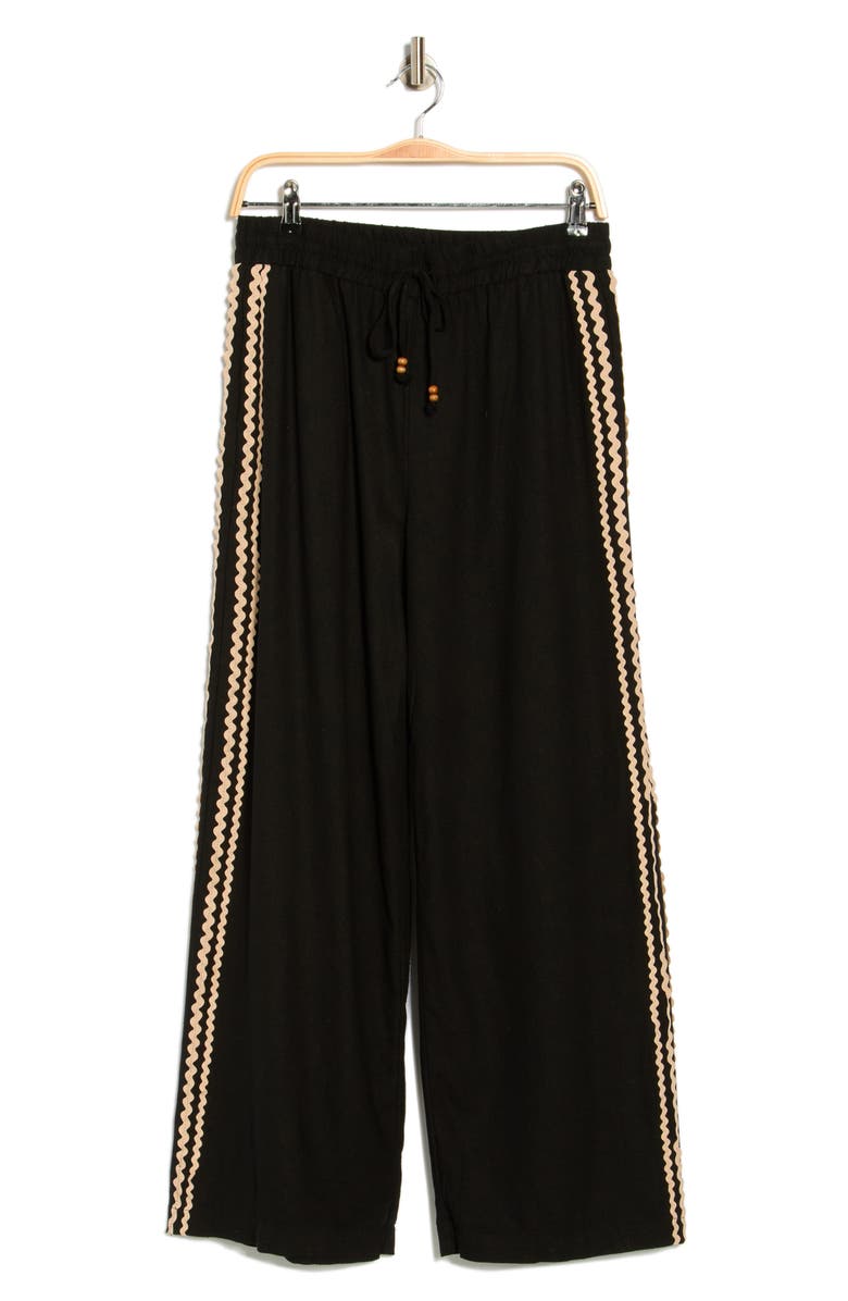 Ellen Tracy Rickrack Stripe Wide Leg Pants, Main, color, Black