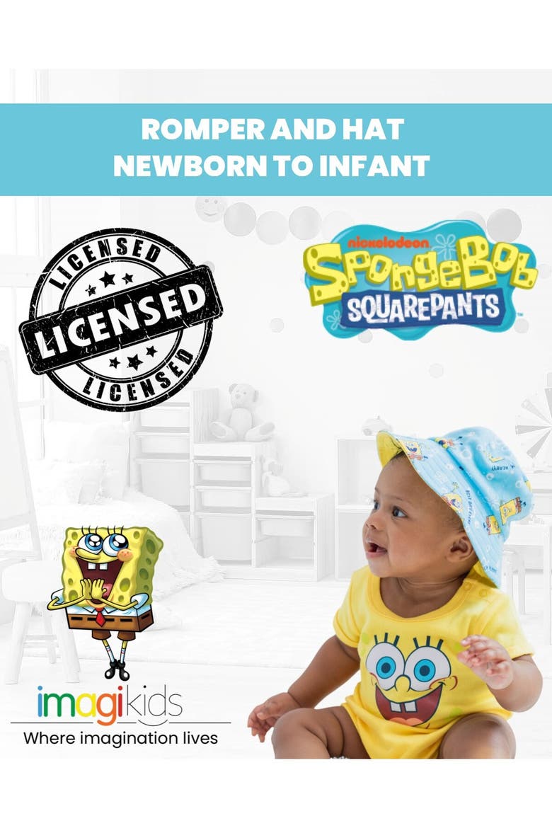 2-piece Romper And Hat Set (baby), Alternate, color, SpongeBob Yellow Blue