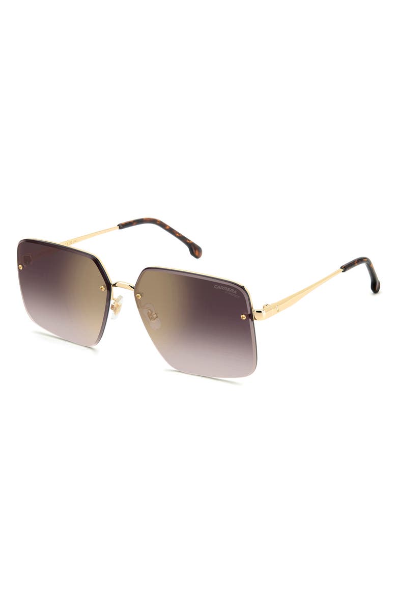 Carrera Eyewear 61mm Rimless Rectangular Sunglasses, Alternate, color, Gold/ Gold Havana