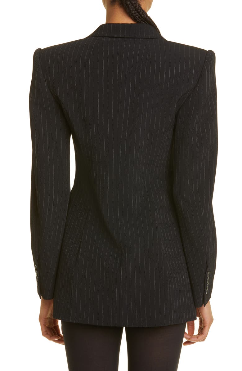 Balenciaga Hourglass Pinstripe Stretch Wool Blazer, Alternate, color,