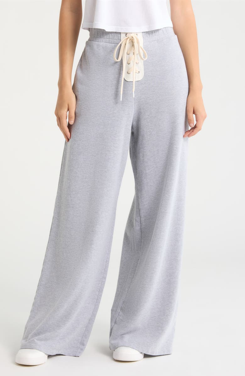 Year of Ours Football Wide Leg Sweatpants, Main, color, Heather Grey