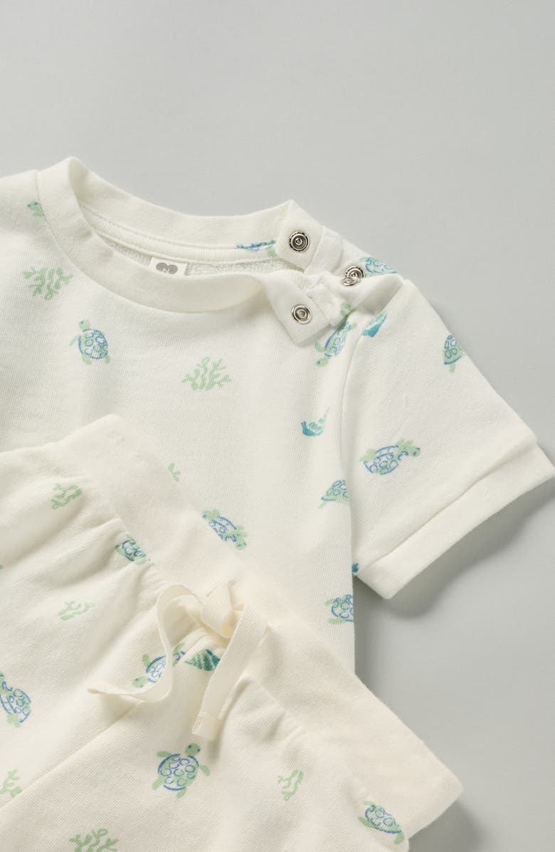 Nordstrom Fun Short Sleeve Cotton Sweatshirt & Sweat Shorts Set, Alternate, color, Ivory Egret Turtle Toss