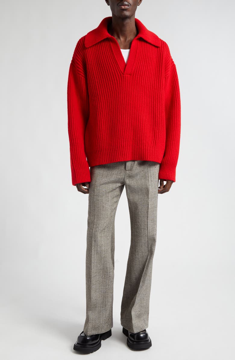 Bottega Veneta Knotted Mélange Trousers, Alternate, color, Brown/ White/ Blue