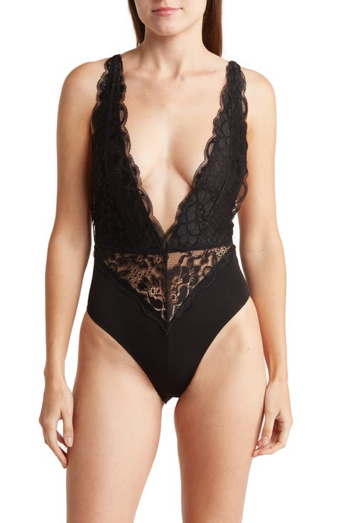 Plunge Neck Lace Bodysuit