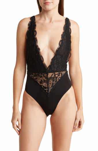 WISHLIST Plunge Neck Lace Bodysuit