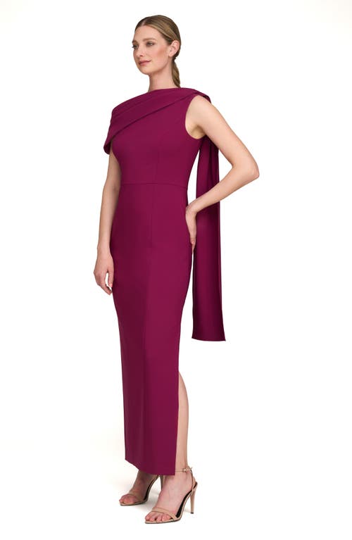 Kay Unger Dominca Drape One-shoulder Gown In Boysenberry
