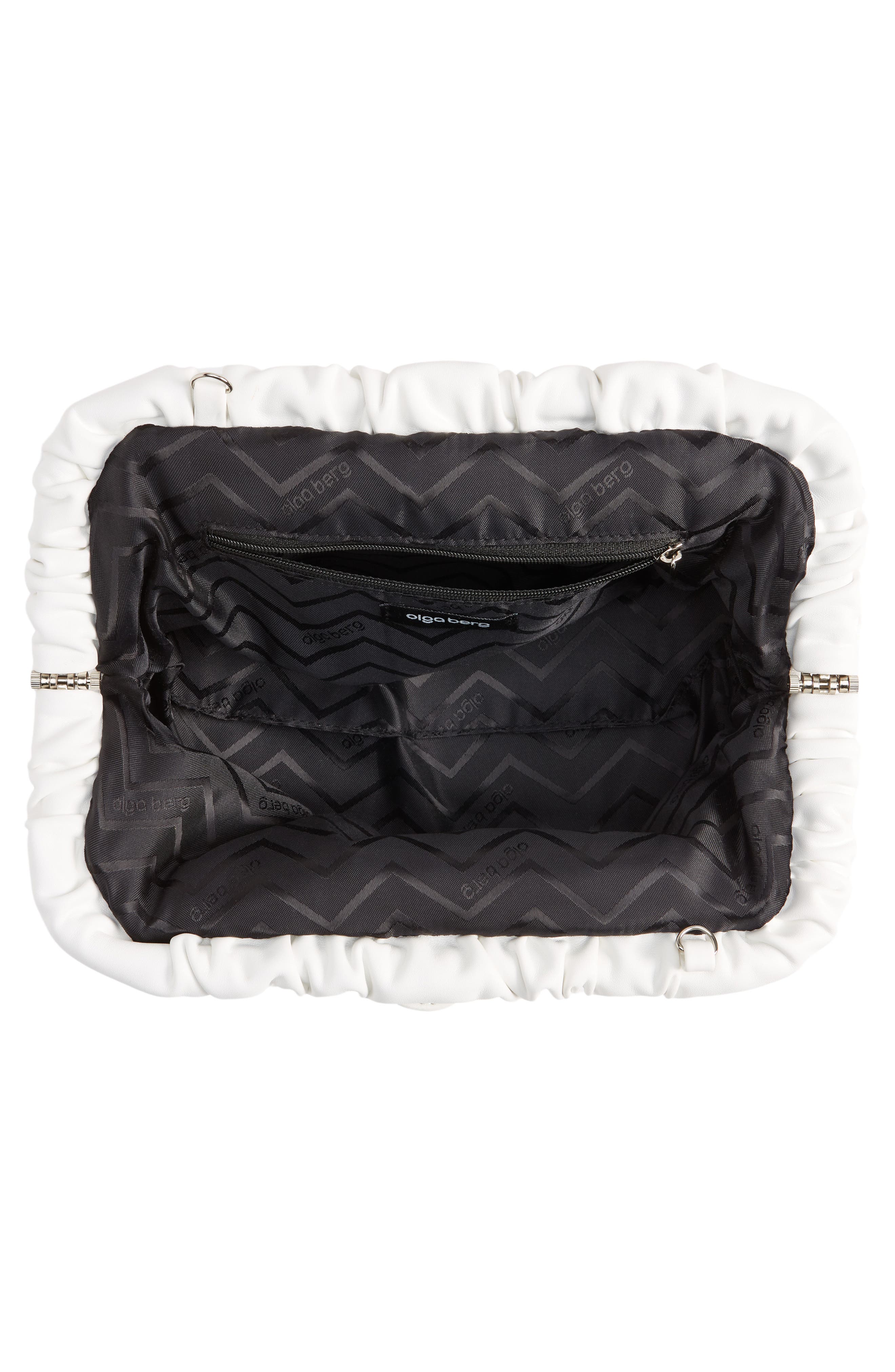 Olga Berg Amalia Pleated Woven Straw Clutch, Alternate, color, White