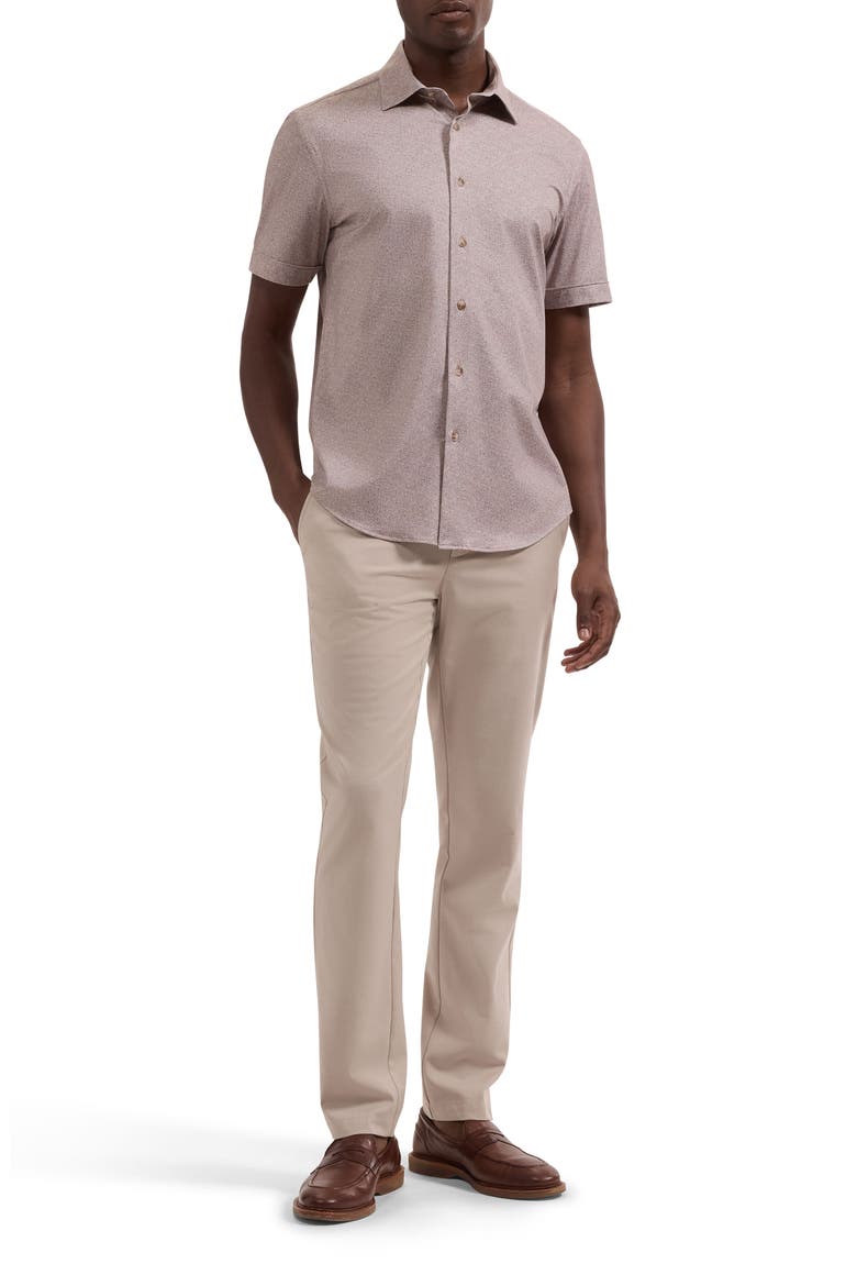 Miles OoohCotton® Print Short Sleeve Button-Up Shirt, Alternate, color, SIENNA