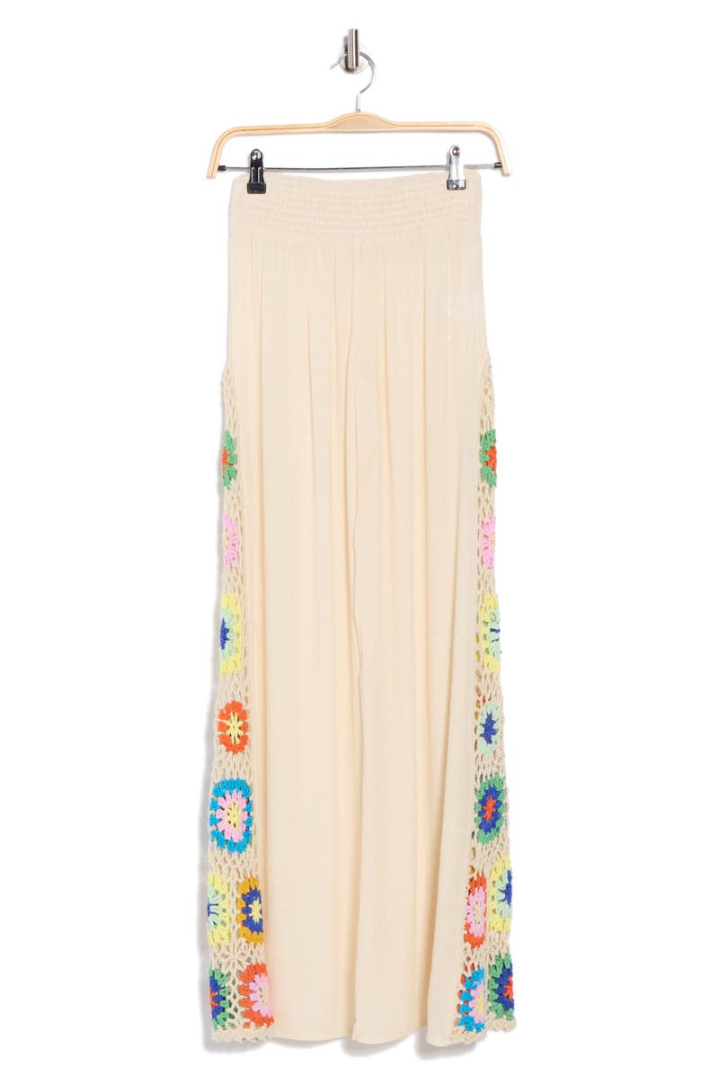 Elan Crochet Side Panel Cover-Up Pants, Alternate, color, Natural