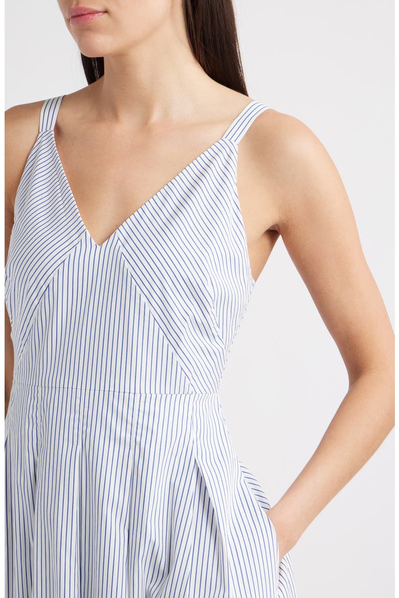 Abby Stripe Cotton Poplin Fit & Flare Dress, Alternate, color, WHITE/BLUE STRIPE