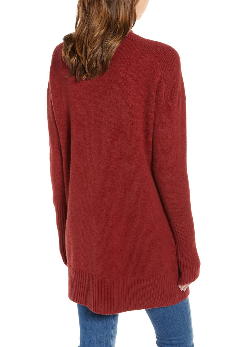 Throw-On Cotton & Wool Blend Cardigan, Alternate, color, RED SYRAH
