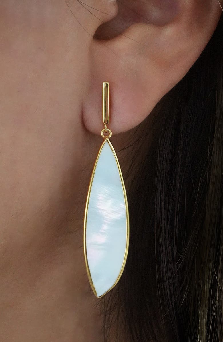 Argento Vivo Sterling Silver Mother-of-Pearl Bar Drop Earrings, Alternate, color,