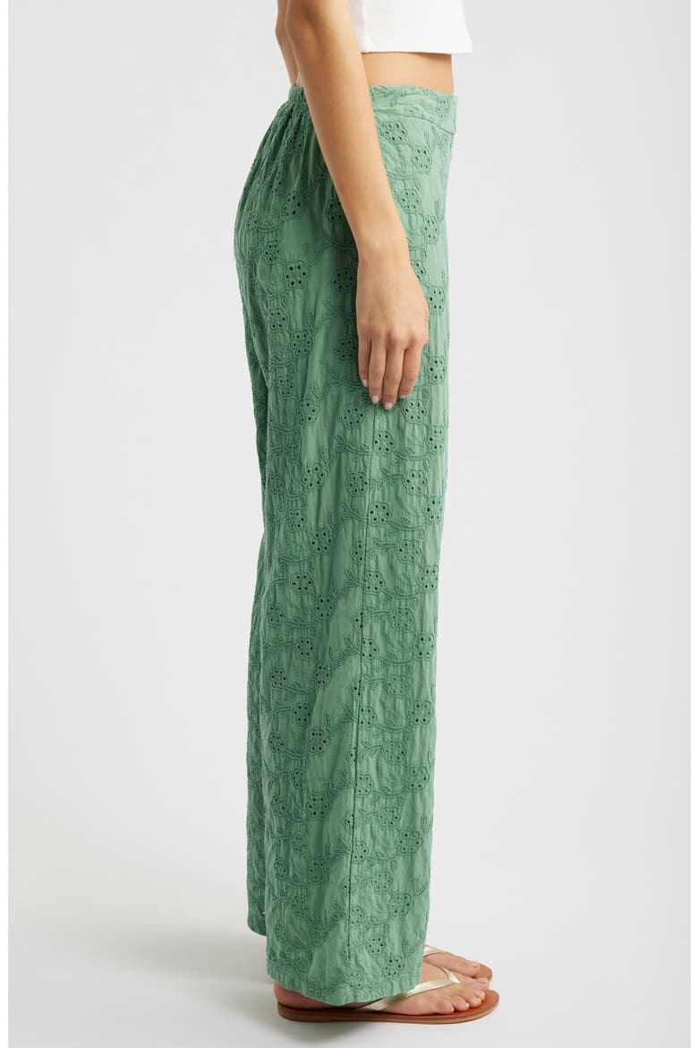 Colosseum Cotton Eyelet Pants, Alternate, color, GREEN