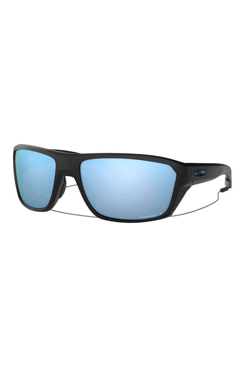 Split Shot 64mm Polarized Oversize Sunglasses, Alternate, color, BLACK