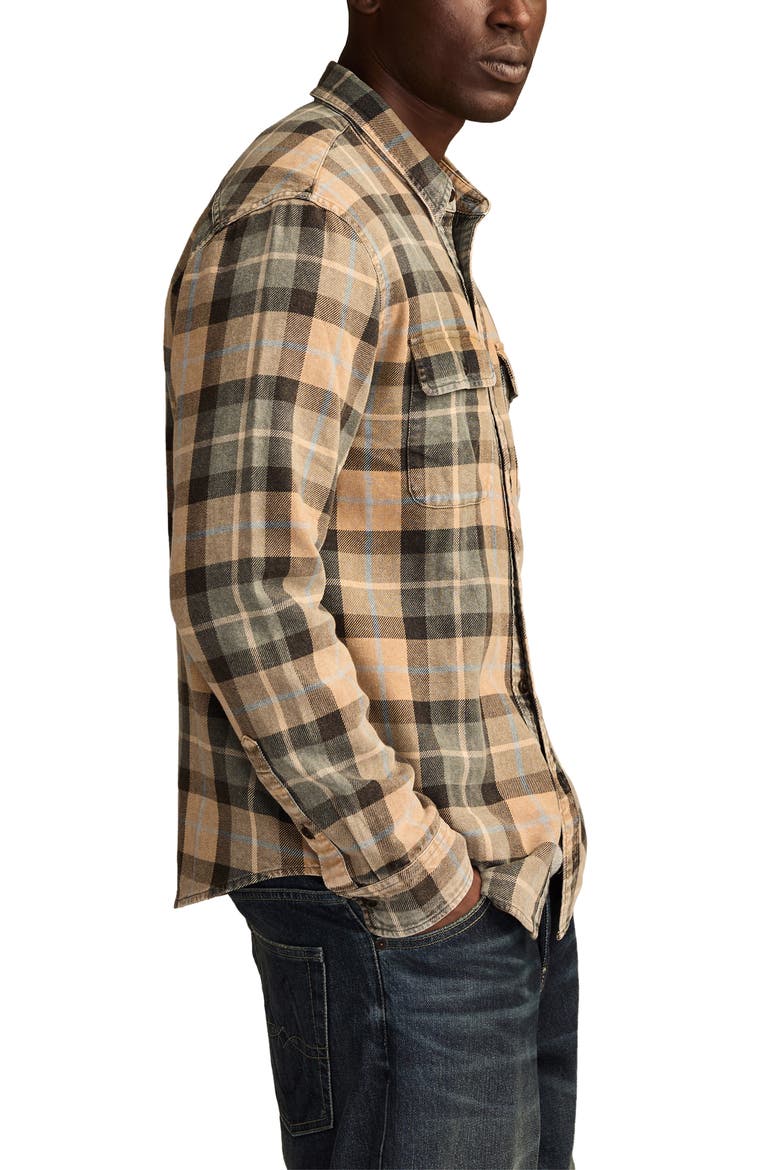 Acid Wash Cotton Flannel Shirt, Alternate, color, DIJON MULTI