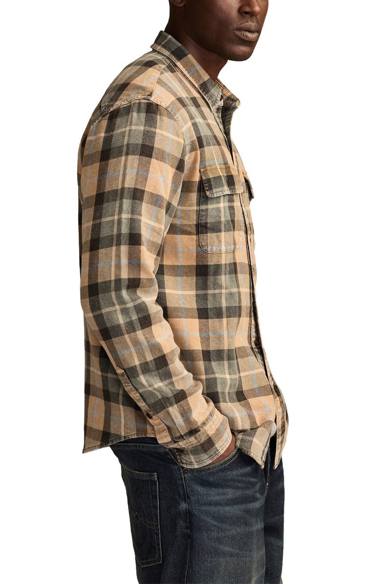 Lucky Brand Acid Wash Cotton Flannel Shirt, Alternate, color, Dijon Multi