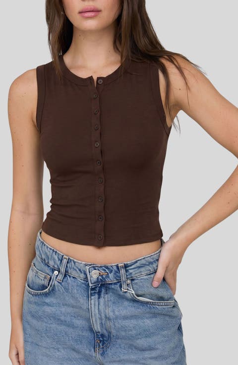 Button Down Cotton Jersey Tank