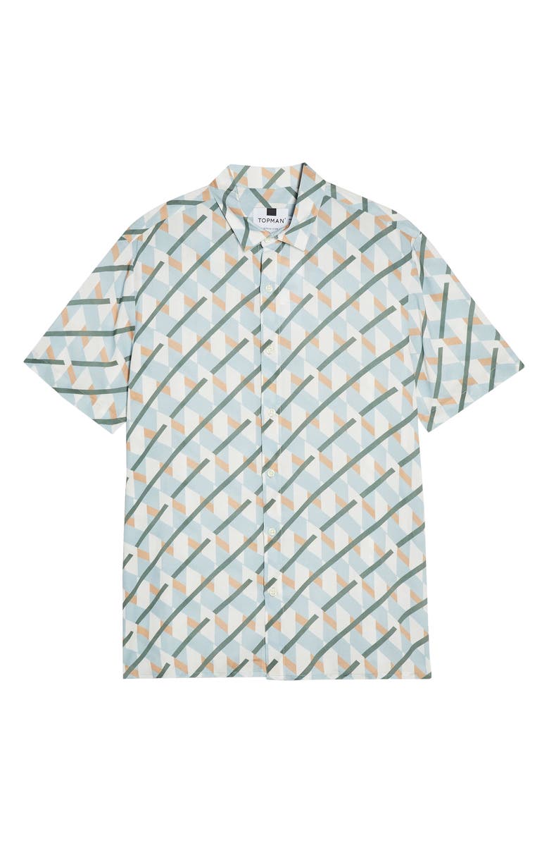 Topman Large Geometric Short Sleeve Button-Up Shirt, Alternate, color, 