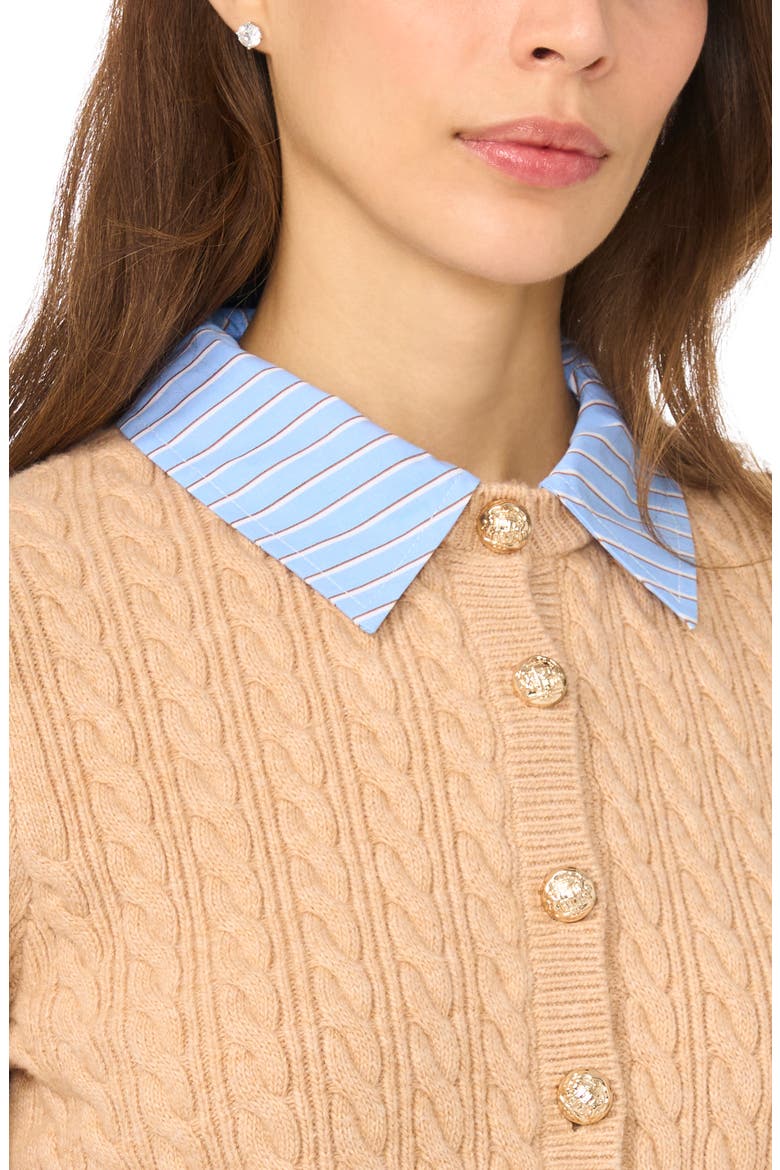 Cable Knit Twofer Cardigan, Alternate, color, MELLOW SAND