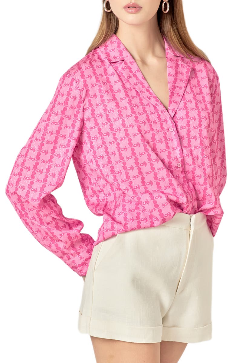 English Factory Satin Button-Up Shirt, Alternate, color, Pink