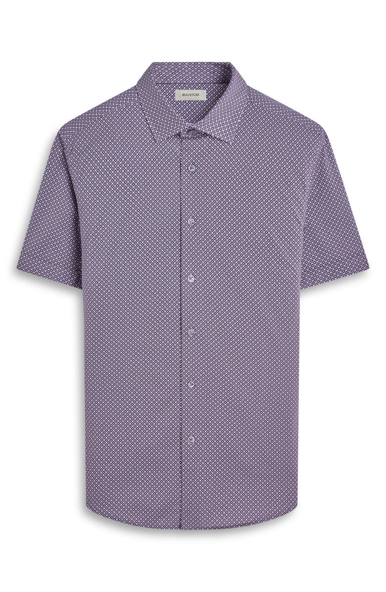 Bugatchi Miles OoohCotton<sup>®</sup> Geometric Print Short Sleeve Button-Up Shirt, Alternate, color, Black