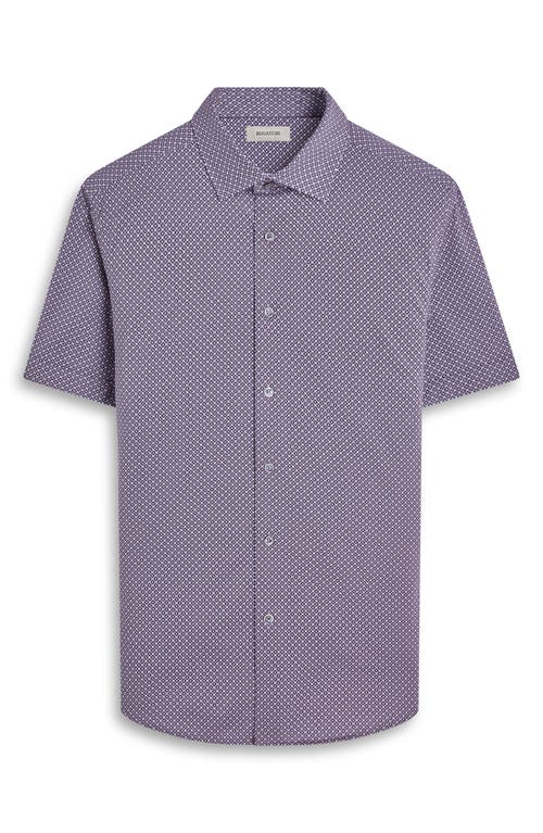 Bugatchi Miles Ooohcotton® Geometric Print Short Sleeve Button-up Shirt In Black