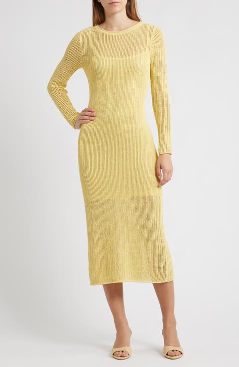 Sunny Open Stitch Long Sleeve Sweater Dress