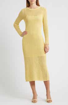 WAYF Sunny Open Stitch Long Sleeve Sweater Dress
