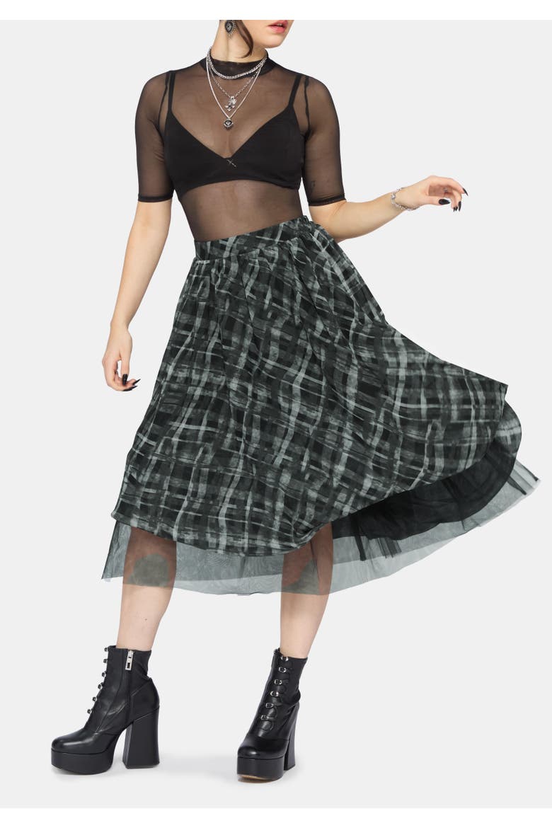Rhoswen Layered Check Hitched Skirt, Alternate, color, Grey
