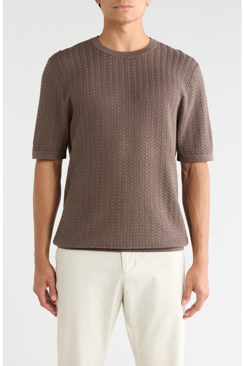 Textured Crewneck T-Shirt, Main, color, MOCHA