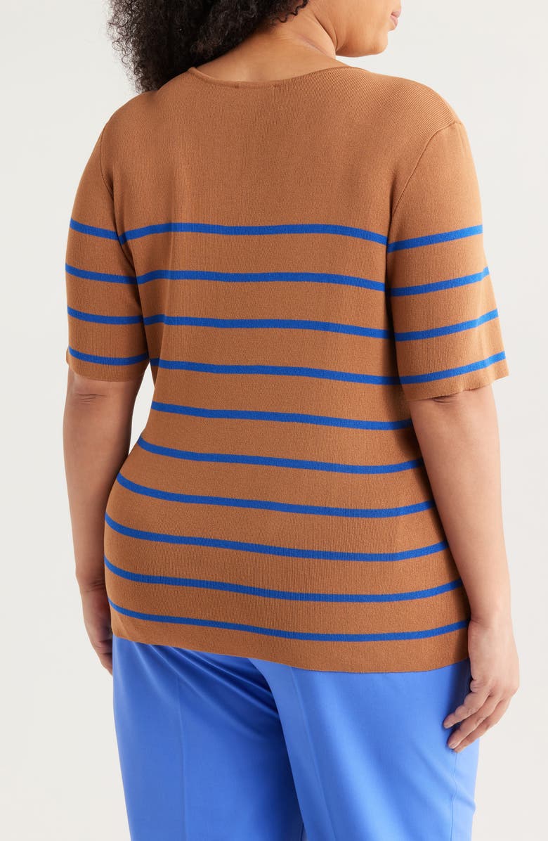 Tahari ASL Stripe Sweater, Alternate, color, Camel New Royal
