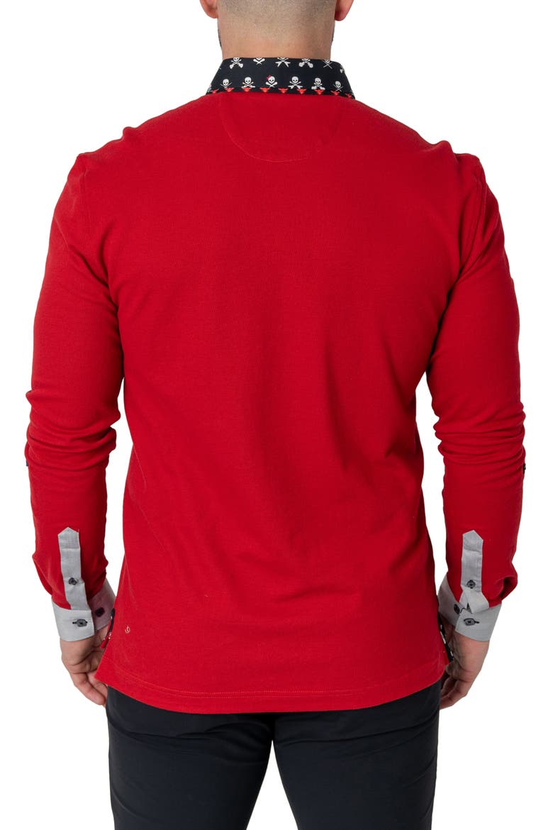 Newton Solid Head Red Long Sleeve Polo, Alternate, color, RED
