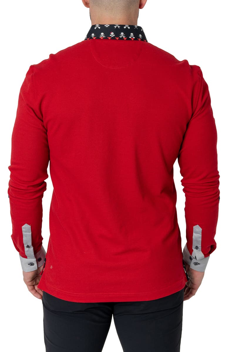 Maceoo Newton Solid Head Red Long Sleeve Polo, Alternate, color, Red