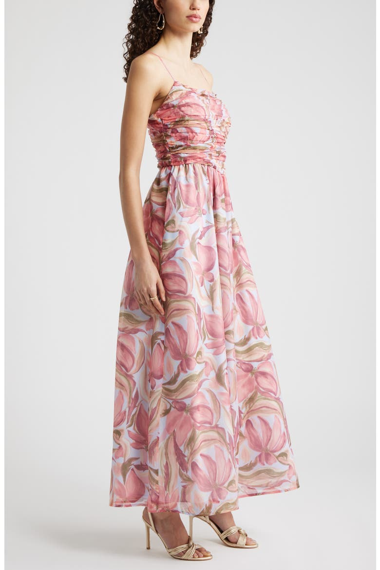 Floral Organza Party Dress, Alternate, color, BLUE SONIA ABSTRACT