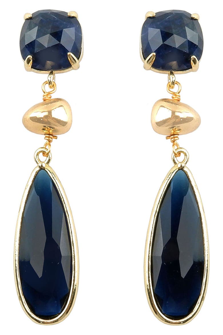 Stone Teardrop Earrings, Main, color, BLUE