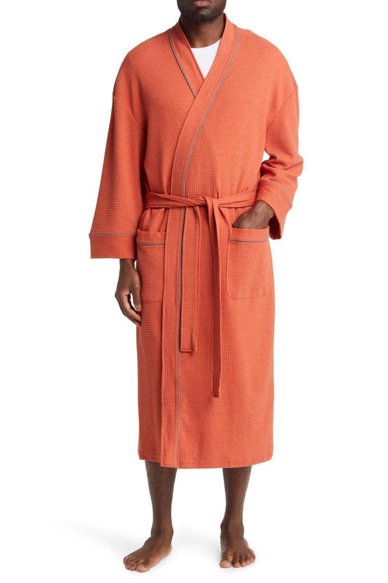 Waffle Knit Robe, Main, color, TERRACOTTA