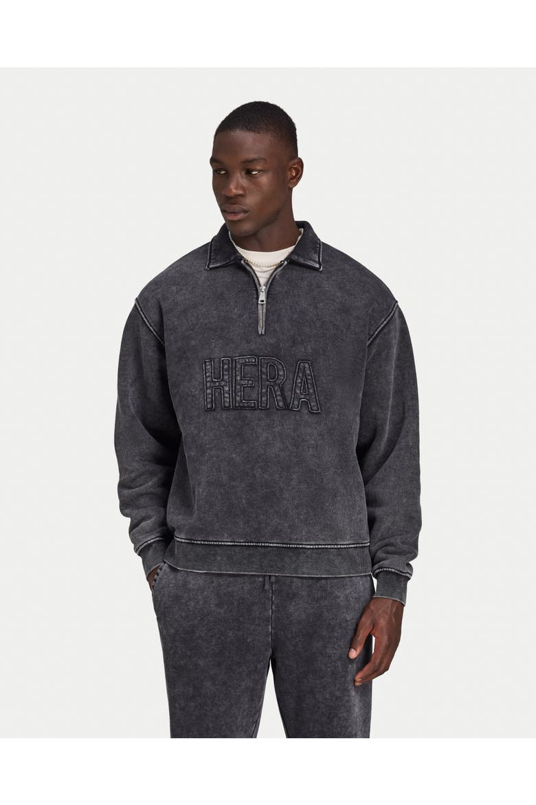 Faded Long Sleeve  1/4 Zip Sweatshirt, Main, color, Washed Black