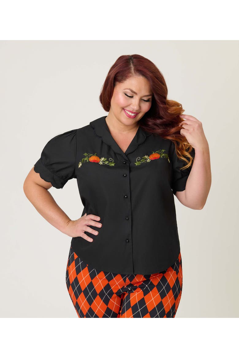 Plus Size Embriodered Puff Sleeve Top, Alternate, color, Black