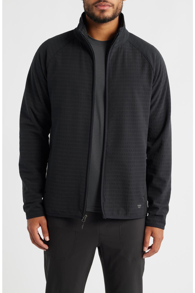 Bonded Grid Fleece Zip Jacket, Main, color, BLACK