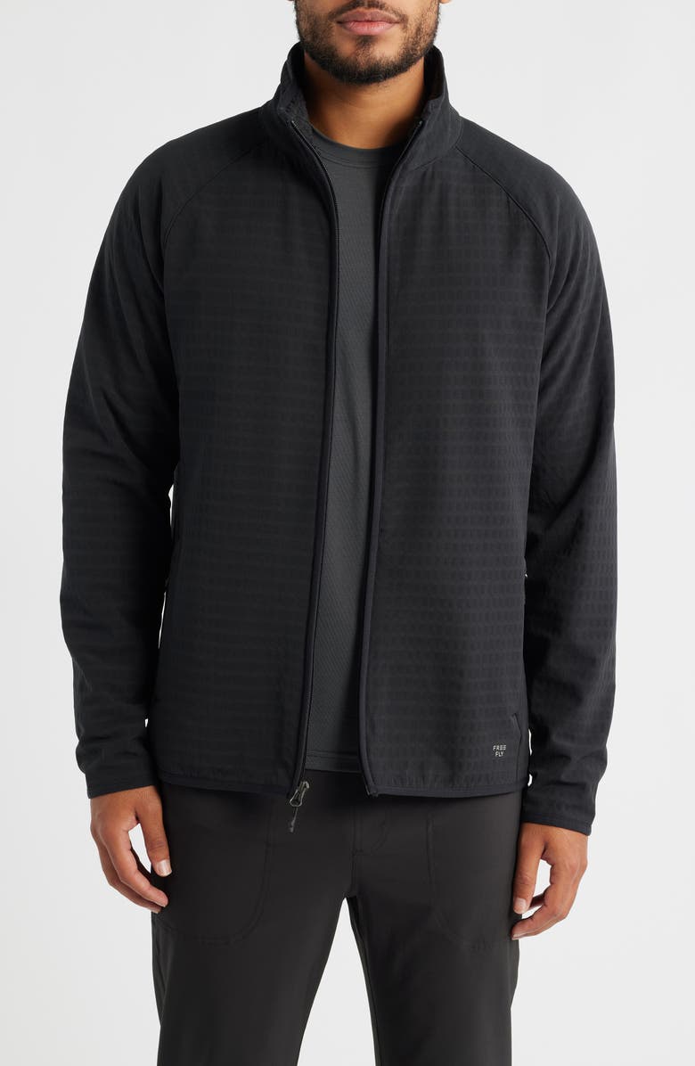 Free Fly Bonded Grid Fleece Zip Jacket, Main, color, Black