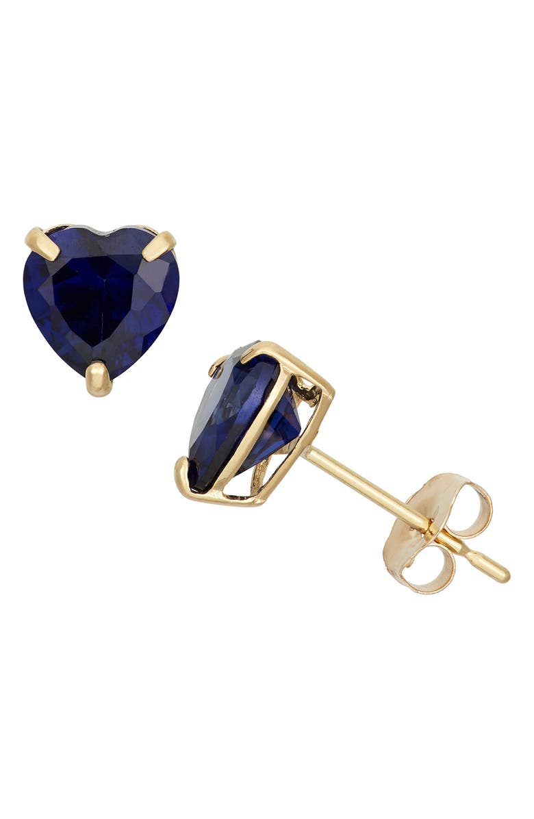 FZN 10K Gold Sapphire Heart Stud Earrings, Main, color, Yellow Gold - Sapphire