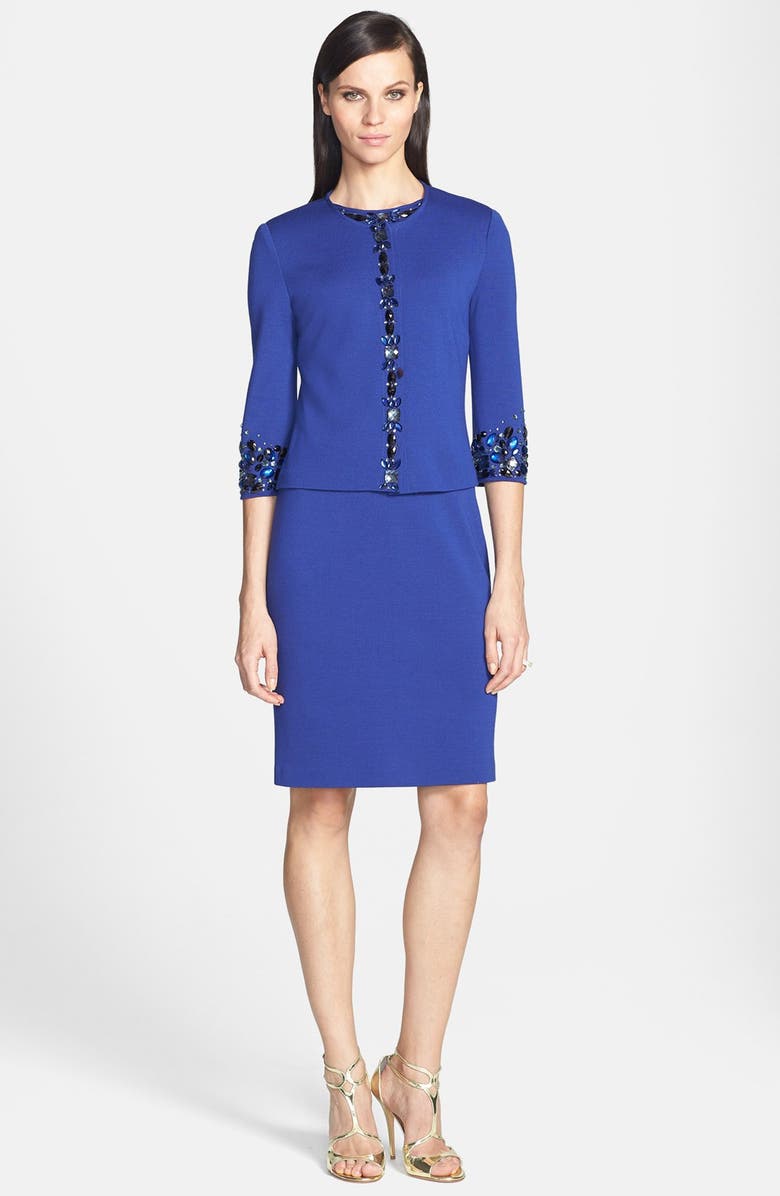 St. John Collection Embellished Milano Knit Jacket, Alternate, color, 