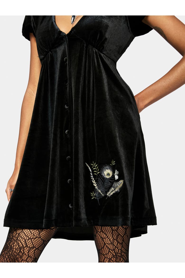Bluesow Thistles Velour Mini Dress, Alternate, color, Black